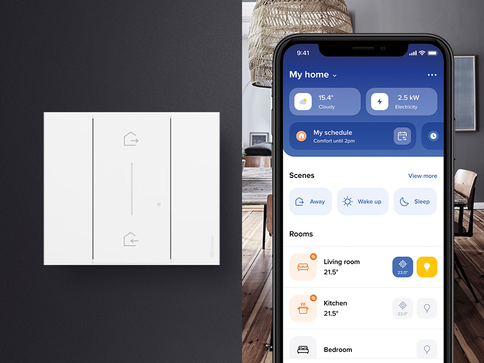 Smart Living Now white 2-module wall switch with Home+Control app