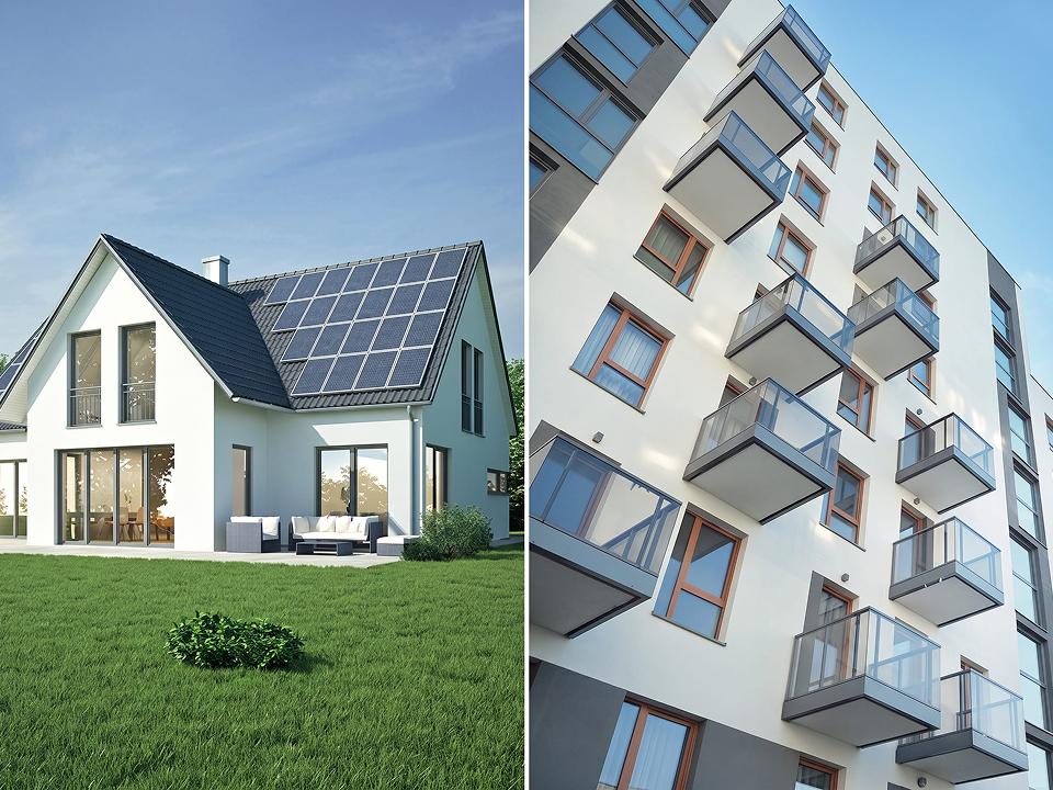 A modern villa and residential building